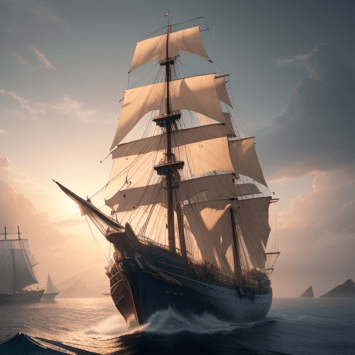 AI generated: Photo of a ultra realistic sailing ship, dramatic light, pale sunrise, cinematic lighting, battered,...