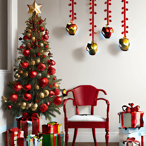 AI generated: Christmas red and gold balls on wall, white bacgroud,  