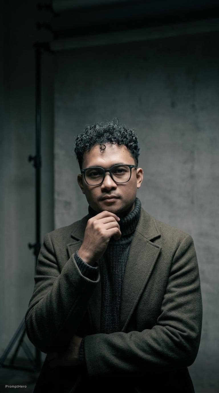 AI generated: high-end portrait photography, editorial studio photography, cinematic color grading, vertical compo...