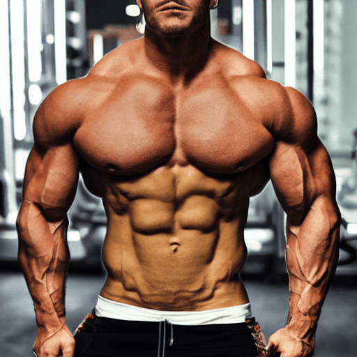 AI generated: jacked bro wearing a ripped Tshirt that says LFG, big chest, athletic, handsome, hyperreal, octane r...