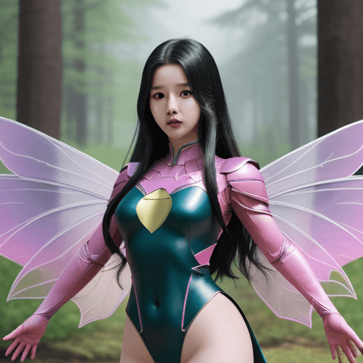 AI generated: Heejin from Loona kpop, Superhero marvel style,  standing proudly in pose, humanoid, fairy styled, s...