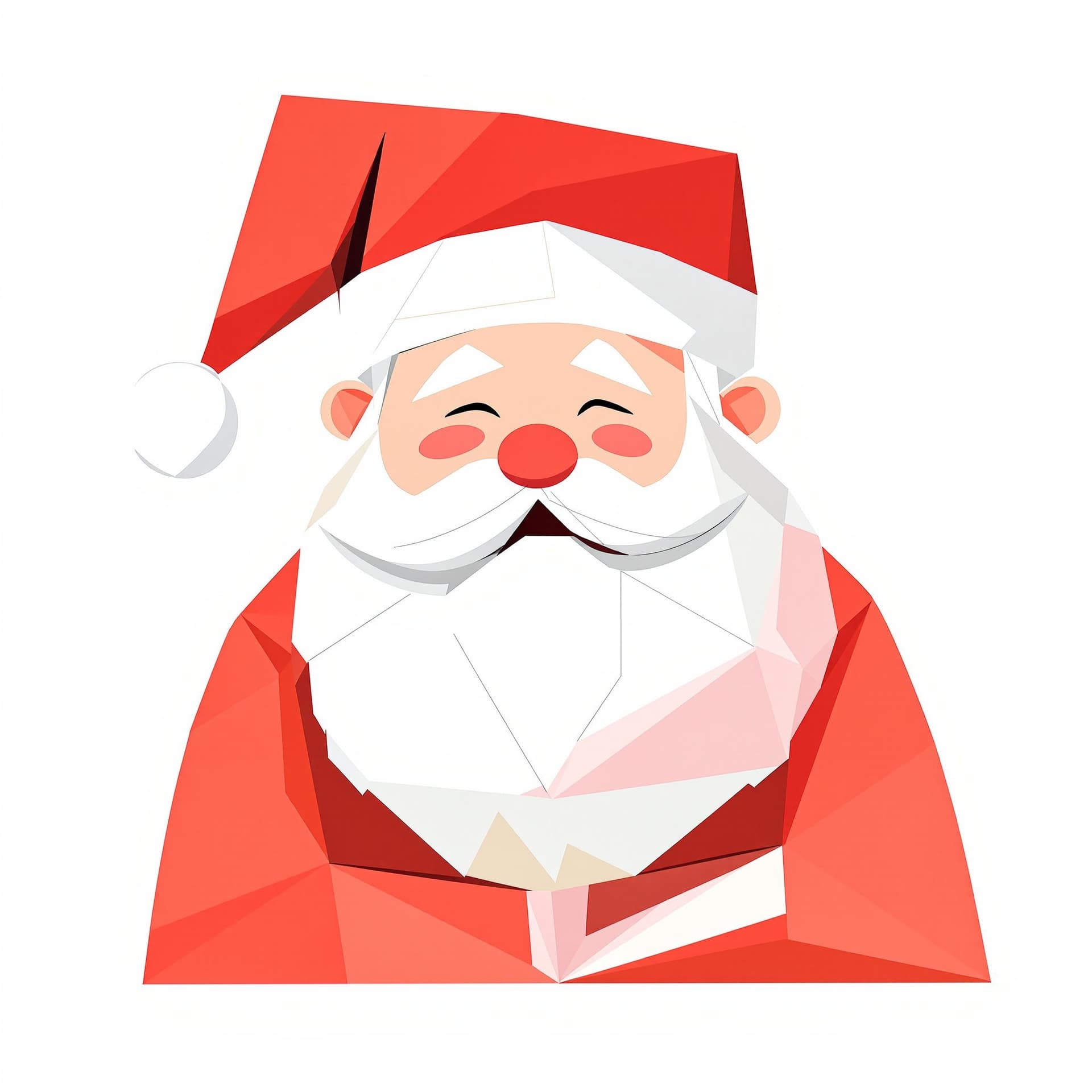 AI generated: a santa claus illustration composed of simple geometric shapes with no light and shadow, laughing, m...