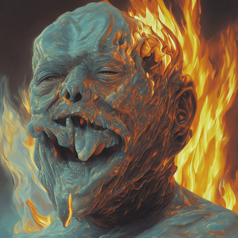 AI generated: lizzo melting face by fire, oil painting by James Gurney"