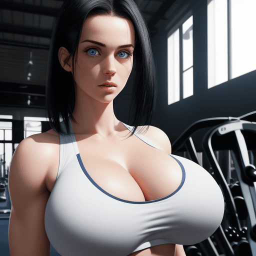 AI generated: Photo of a ultra realistic white women with black hair , natural light,big breast, beansing forward,...