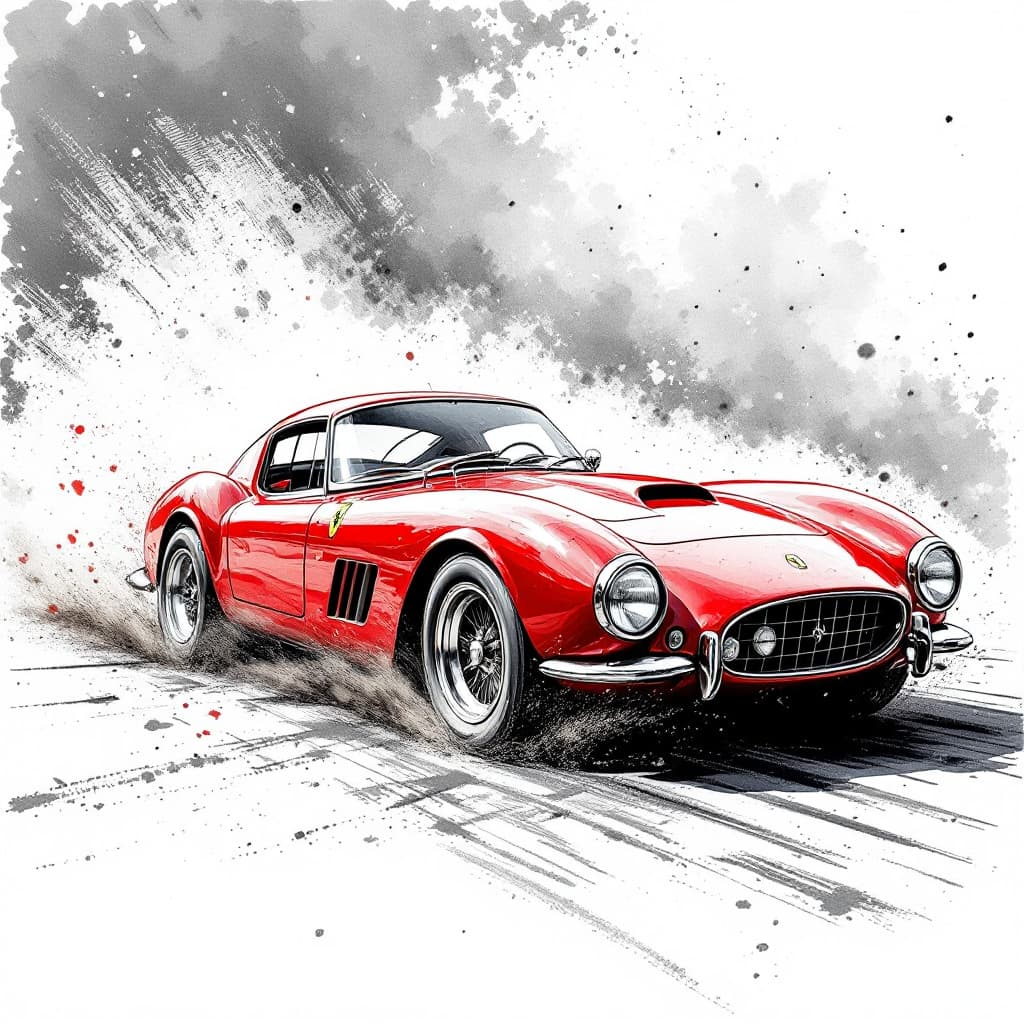 AI generated: modern ink meets charcoal drawing with influences of watercolor painting, a classic old school Ferra...