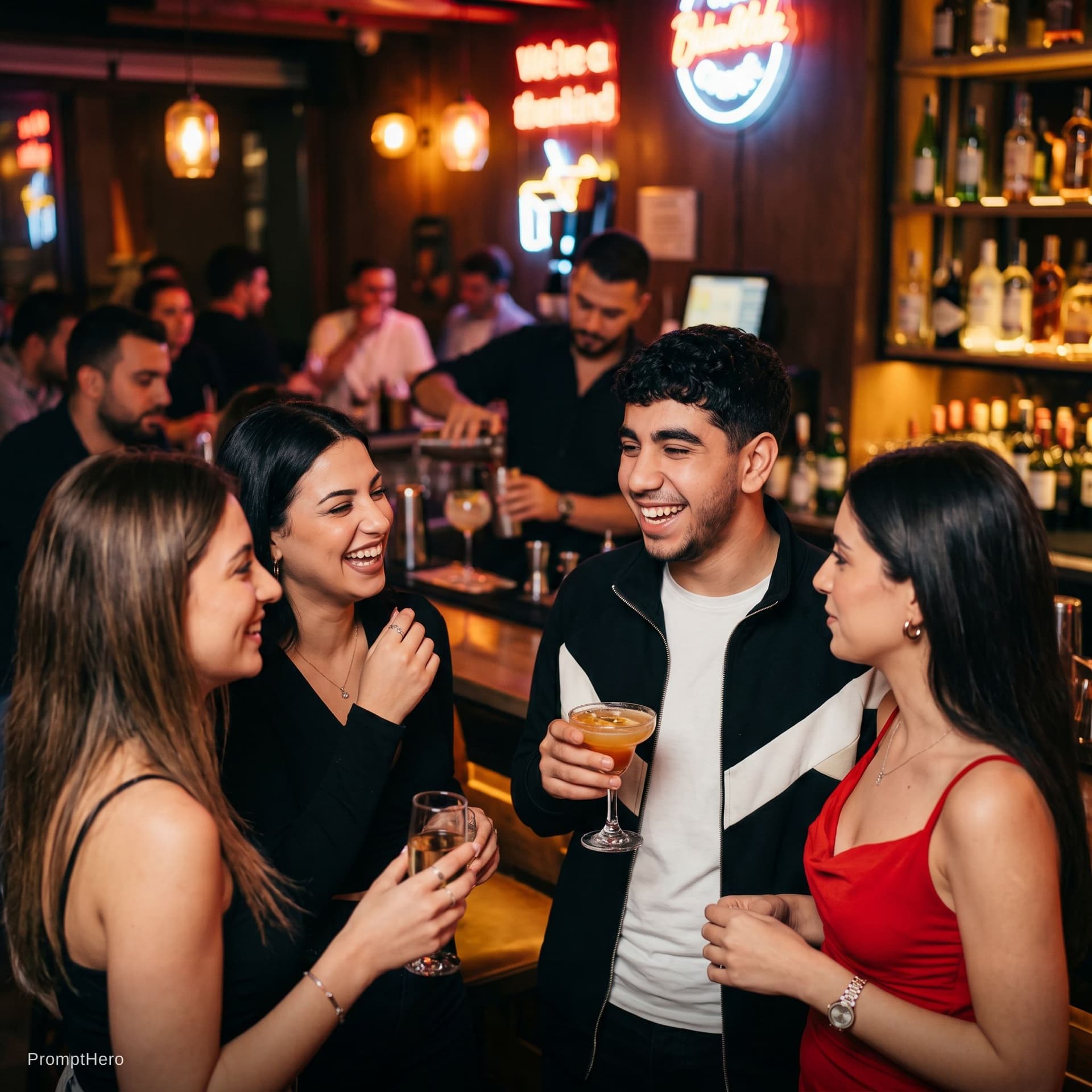 AI generated: in bar with awsome women