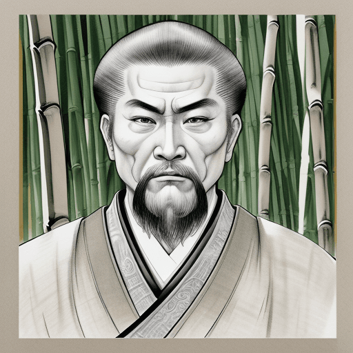 AI generated: A photorealistic 4K image of a color flat primer, de frente, hombre guerrero ninja atractivo, front ...