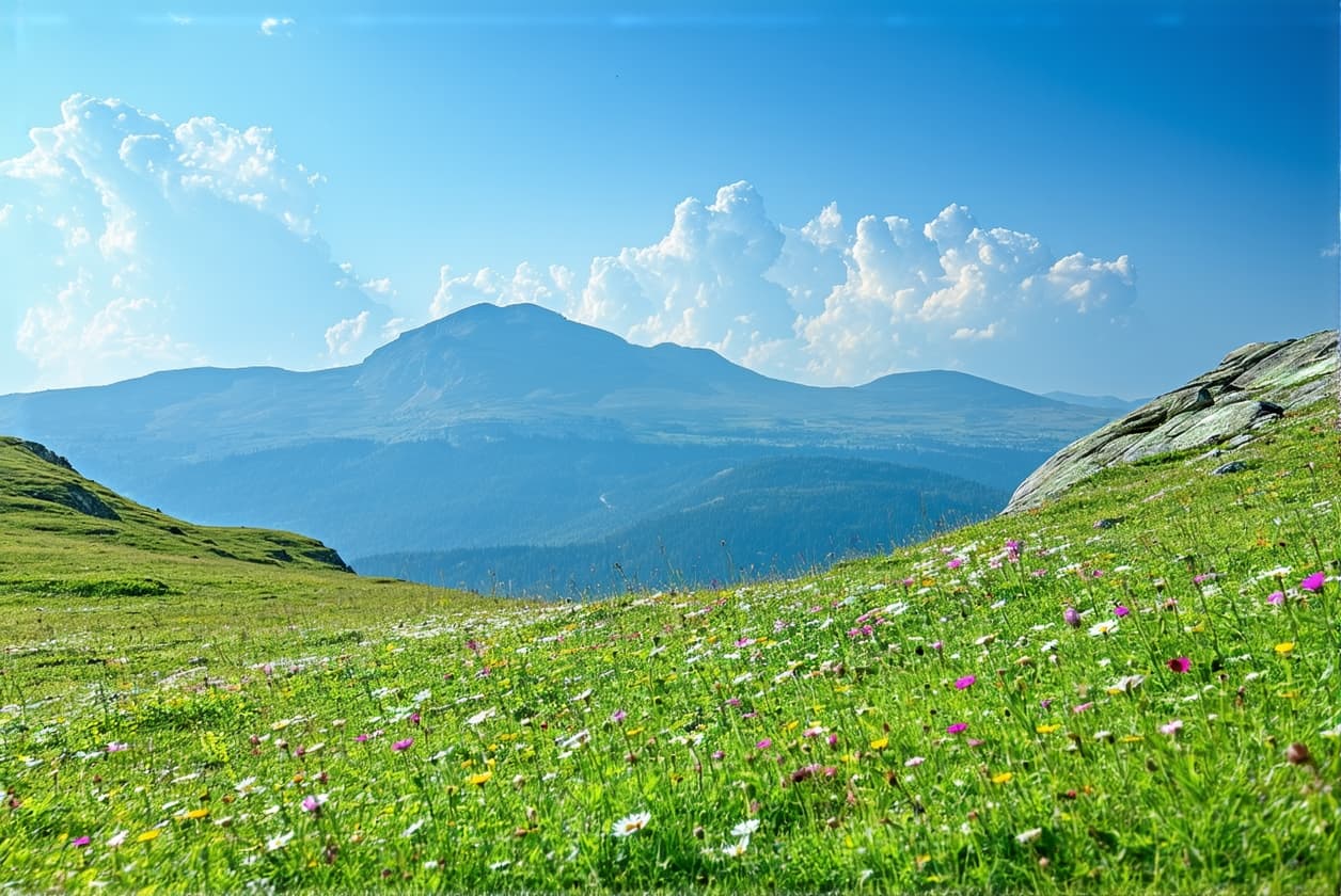 AI generated: "A breathtaking high-resolution image (at least 4 megapixels) capturing a serene, sunlit natural lan...