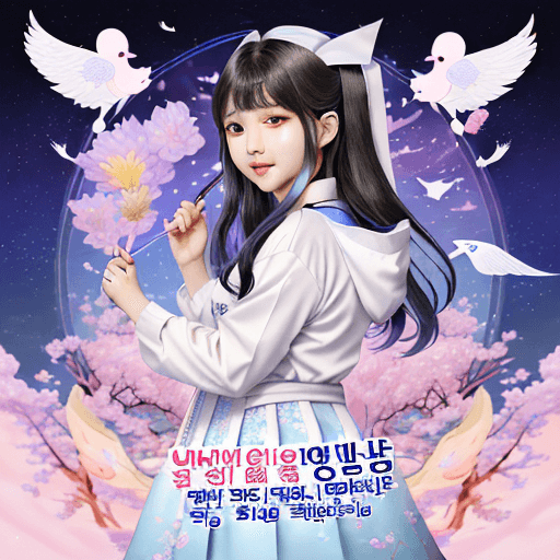 AI generated: 기발한 메이크업, 레이 돈리의 유화, 반짝이는 그린색 눈, 체리 레드 립, 픽시 컷 엘로우 헤어, 펄럭이는 나비 날개, 반짝이는 지팡이, 사랑스러운 헤어스타일, 정교하게 짠 당나라...