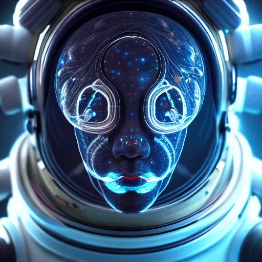 AI generated: A close-up portrait of an astronaut, bioluminescent creatures, intricate works of art, popular on ar...