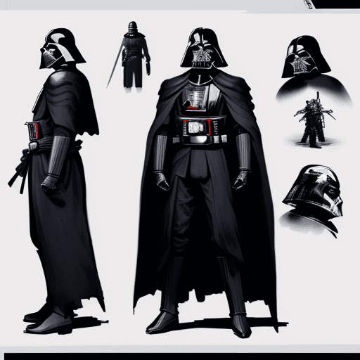 AI generated: star wars darth vader samurai, concept design sheet, white background, style of yoji shinkawa  --upl...