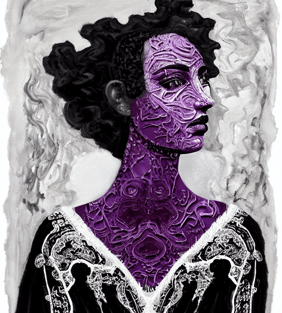 AI generated: Oil painting, high resolution 8k, Rothko master painter, Byzantine artwork, 
young lady close up bla...