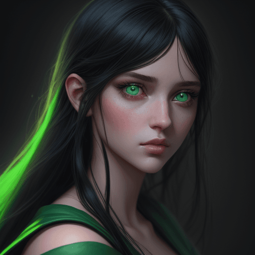 AI generated: wizard girl, beautiful lips, simmetrical eyes, green eyes, black hair, hiperrealistic, 8k, High qual...