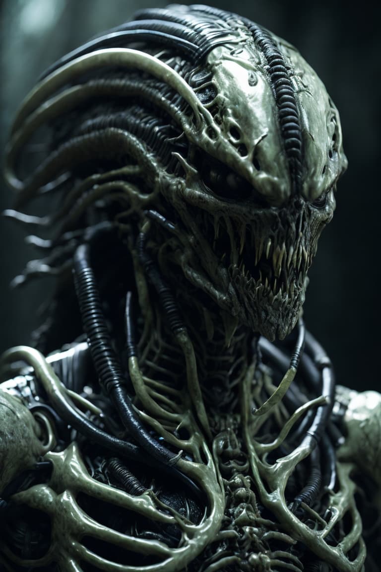 AI generated: Zombie xenomorph warrior, character, wet plate collodion, sharp, high detail, Mathew Brady, portrait...