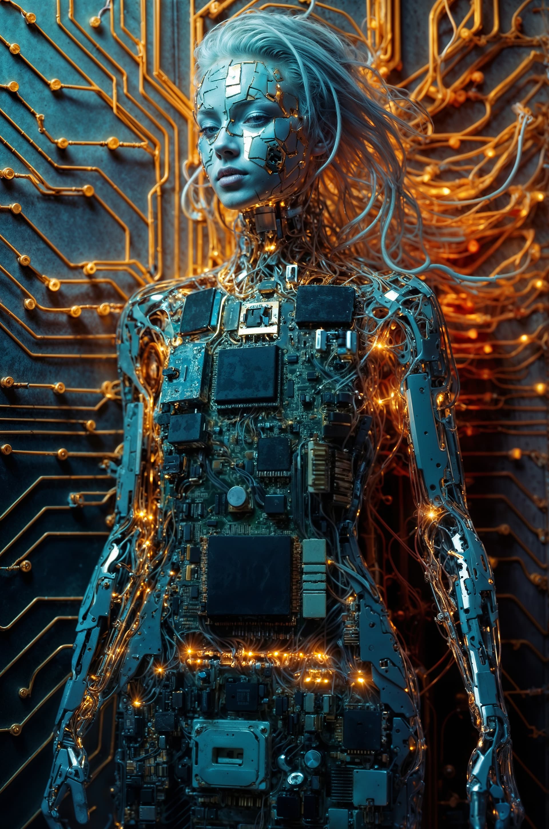 AI generated: Title: "Circuitry Synthesis" In the realm of digital art, where the fusion of technology and creativ...