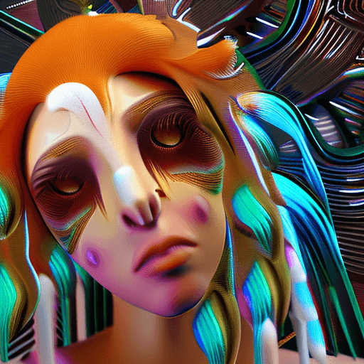 AI generated: Goddess close-up portrait ribcagel. jellyfish phoenix head, nautilus, orchid, skull, betta fish, bio...