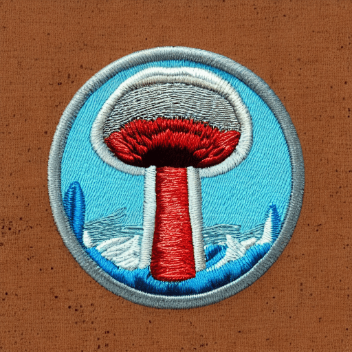 AI generated: Hyper realistic embroidered mushroom identification and foraging merit badge design for professional...