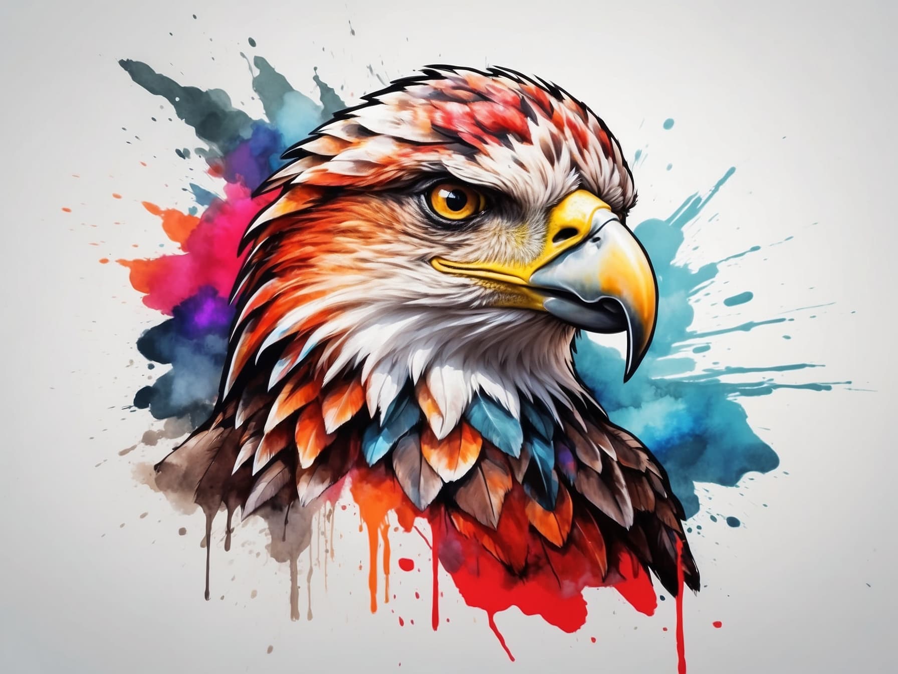 AI generated: a close up of a bird of prey on a white background, an airbrush painting by Petros Afshar, behance, ...
