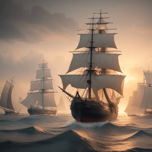 AI generated: Photo of a ultra realistic sailing ship, dramatic light, pale sunrise, cinematic lighting, battered,...
