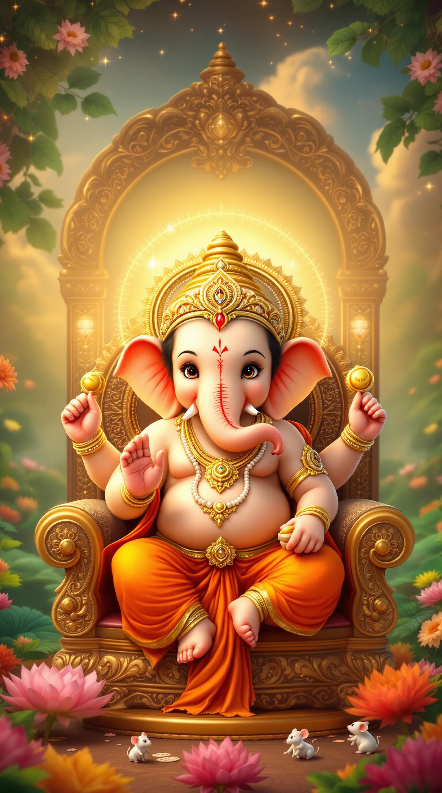 AI generated: "A highly detailed and ultra-HD depiction of Bal Ganesh, the adorable and divine child form of Lord ...