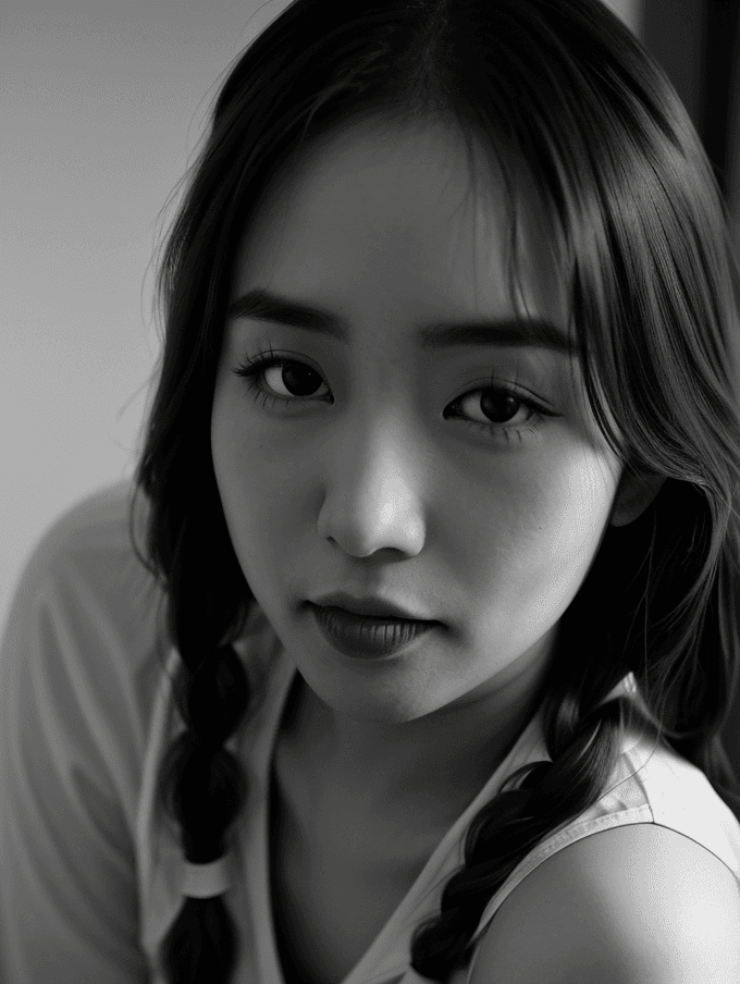AI generated: cinematic_angle,breathtaking an asian girl,twin braids,round face,naughty_face,award-winning,profess...