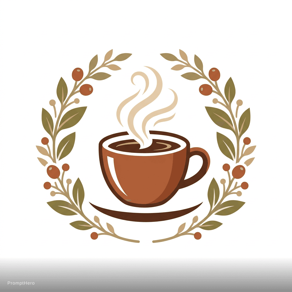 AI generated: Artisan coffee shop, steaming cup, earth tones, cozy and warm feeling