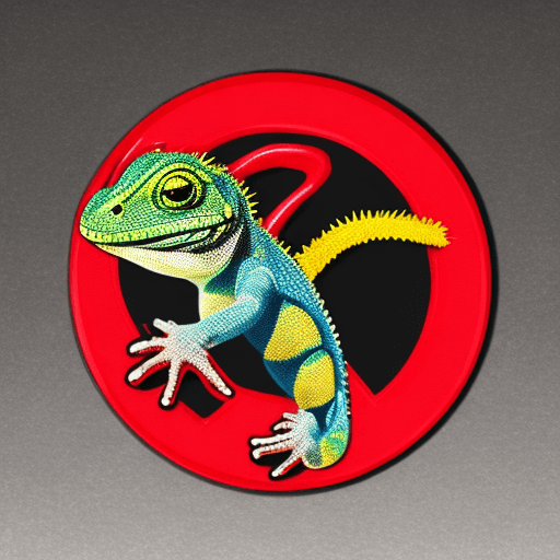 AI generated: Roundish Logo with a funny lizard in red black