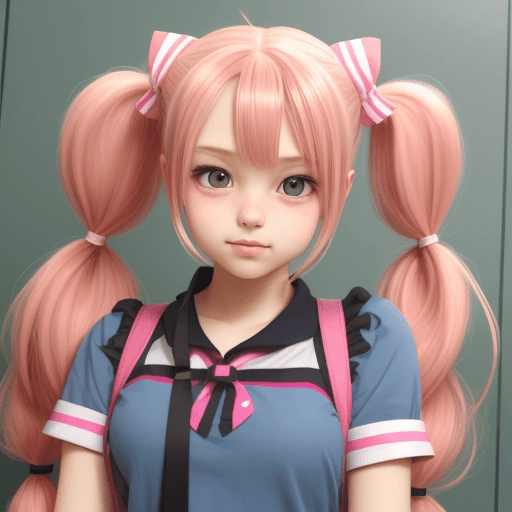 AI generated: twintail, teen, cute girl
