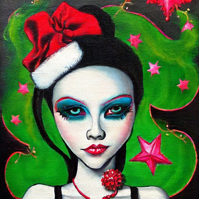 AI generated: Pop surrealism, lowbrow art, realistic painting of the Christmas mystery, quirky, hyper realism, Sty...
