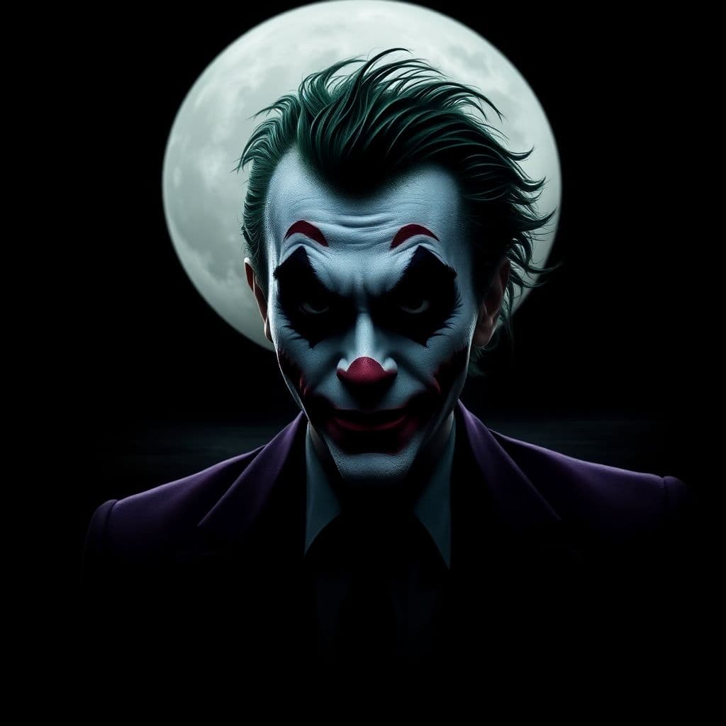 AI generated: the joker seeing the melancholic horizon on a black background, the image is as if it were a logo. I...
