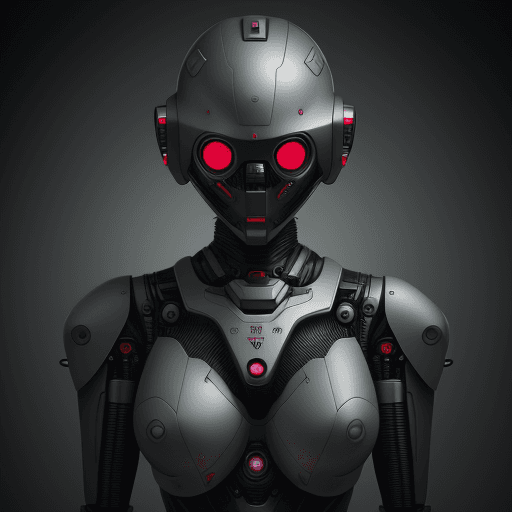 AI generated: Hyperdetailed photo, Mid Shot Photo, murderbot by matha wells, female, (human:robot:0. 2), opaque ma...