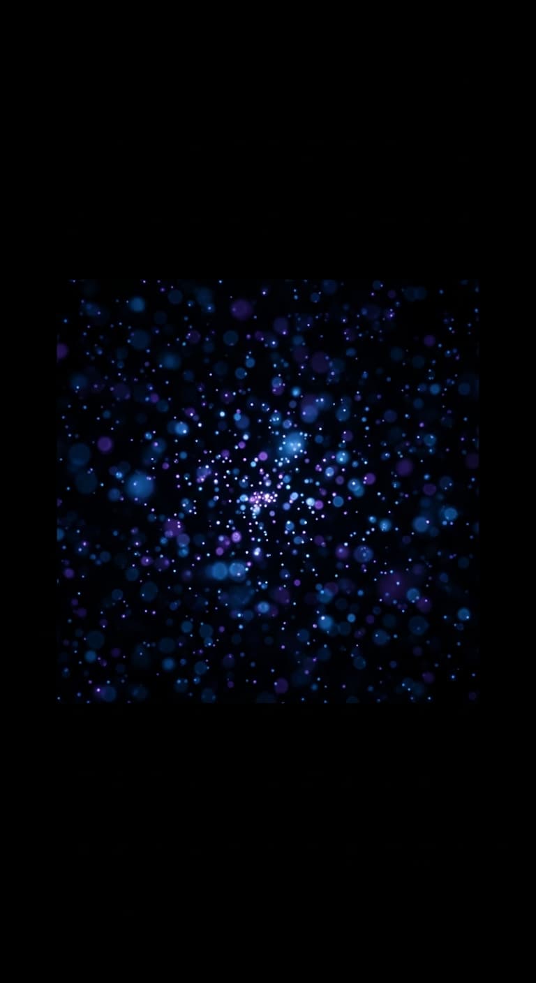 AI generated: Abstract futuristic light particles floating in darkness,
deep black background,
soft neon blue and ...