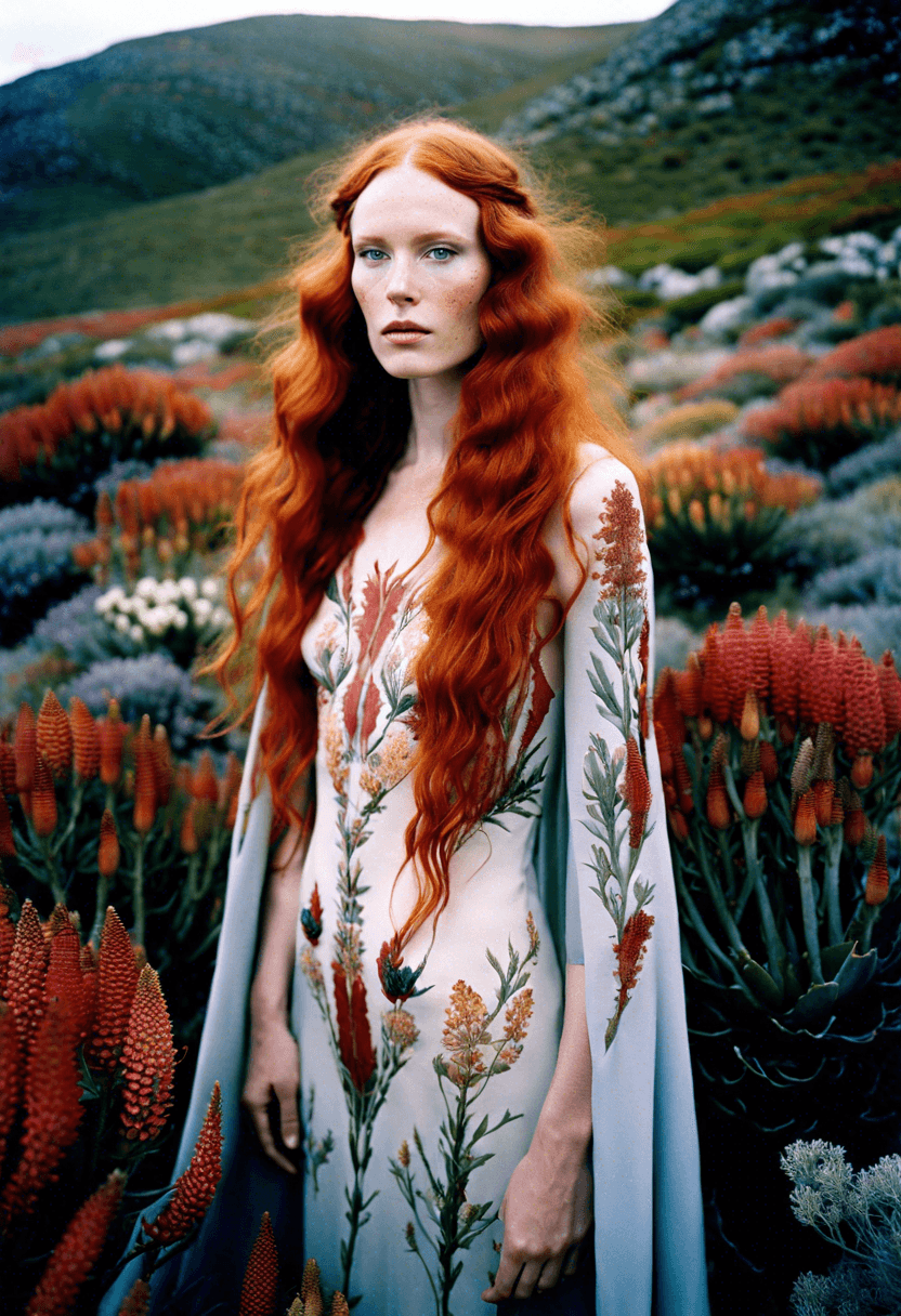 AI generated: Analog Style fashion portrait. Vintage Cape Fynbos fashion