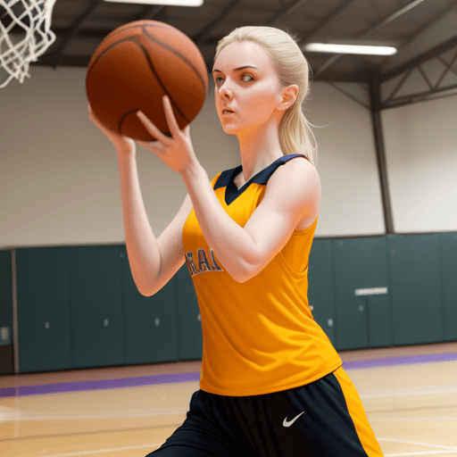 AI generated: physical education teacher Nastya playing basketball