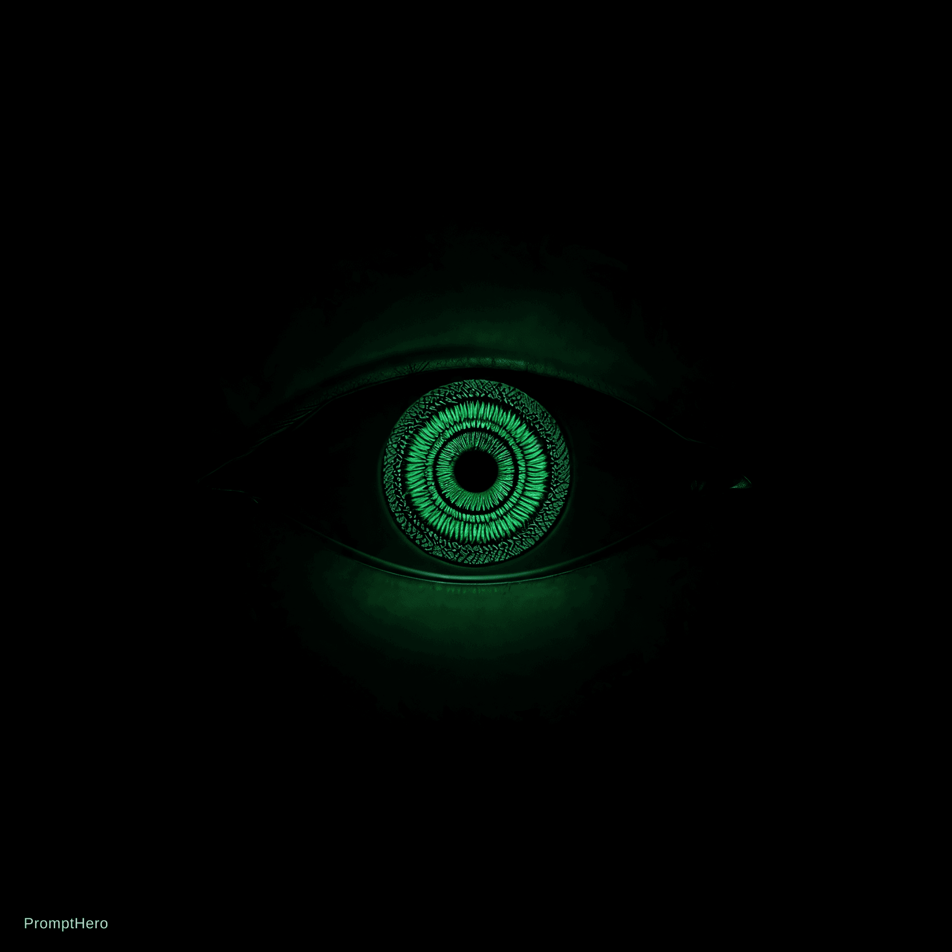 AI generated: Ultra-premium minimalist app icon. A mysterious eye emerging from complete darkness, the iris intric...