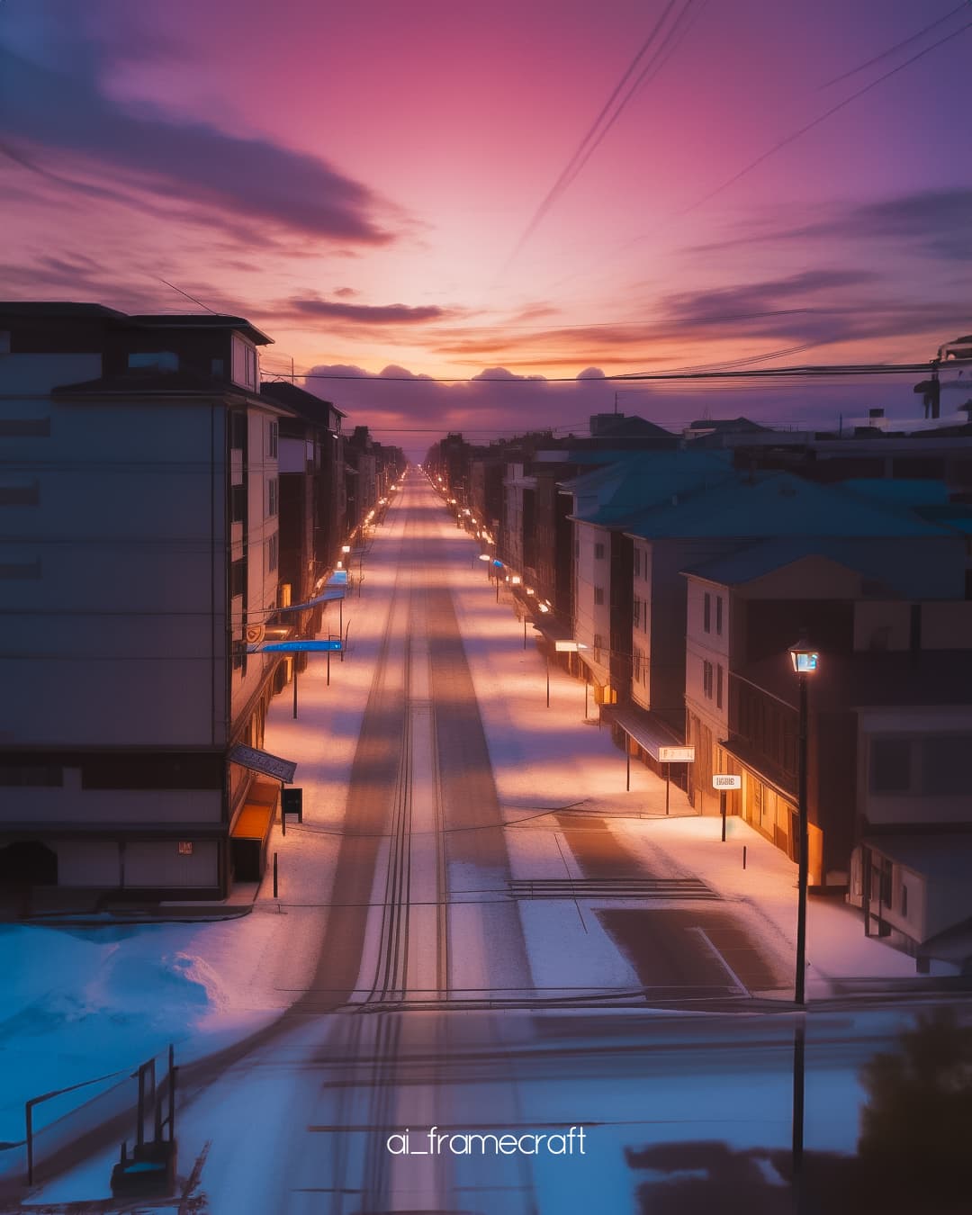 AI generated: 8k render, extra detailed, realistic, a street, there are many houses, japan style, many street ligh...