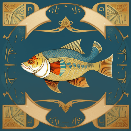 AI generated: Fish Logo, Ornamental Egypt Color, detail, smile, transparent background