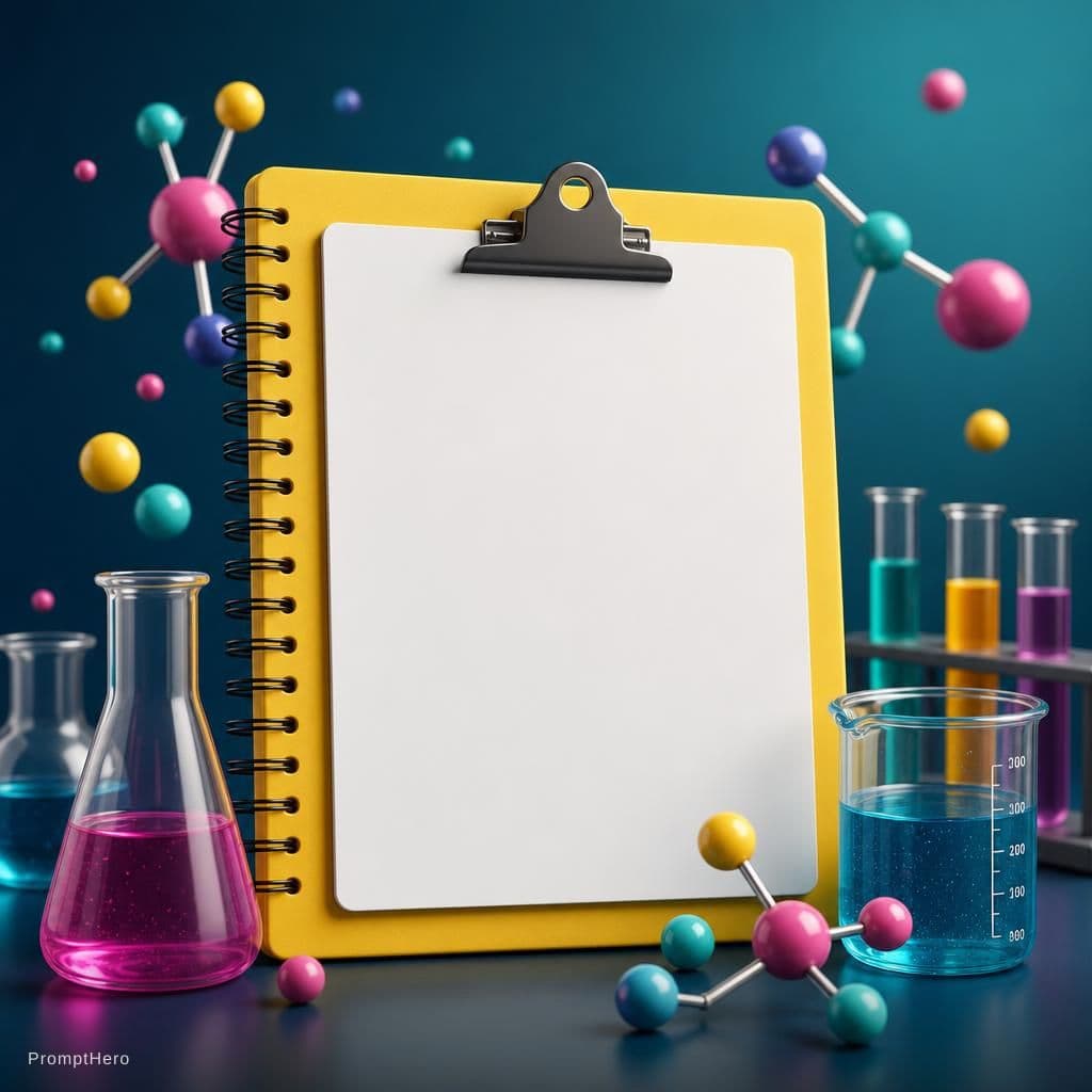 AI generated: Dark pastel 3D science notebook cover, colorful educational design.
Background: deep blue → teal gra...