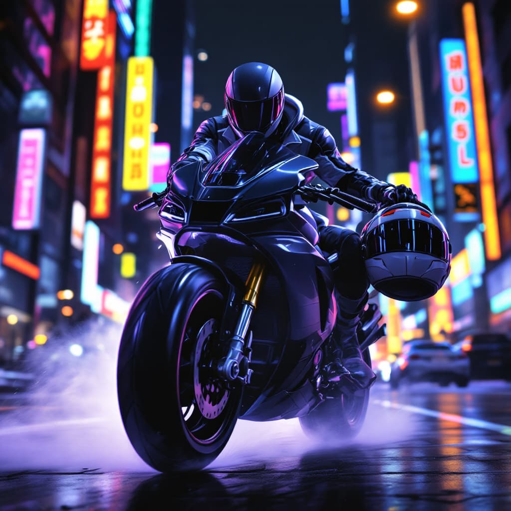 AI generated: A stunning, ultra-realistic illustration of american black boy Mario Kart-style racing bike, designe...