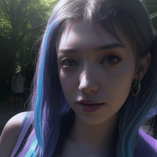 AI generated: Hyper realistic eye level exterior photo of a girl dacing on a psytrance party, daylight, indirect l...