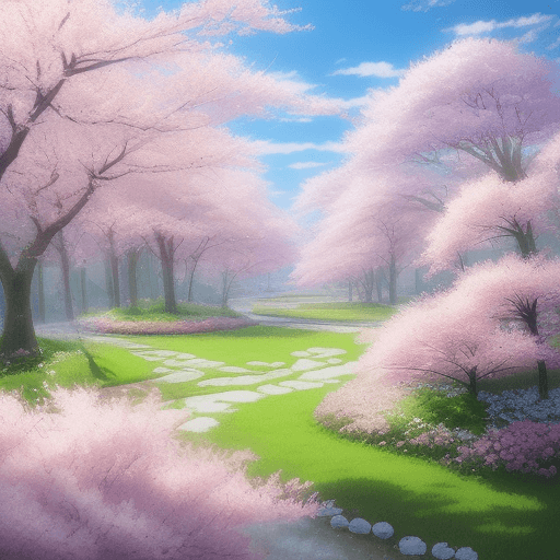AI generated: magical realistic anime spring 
landscape