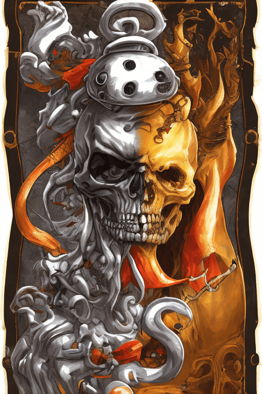 AI generated: a full body game character sketch villain wearing a smiling skull mask