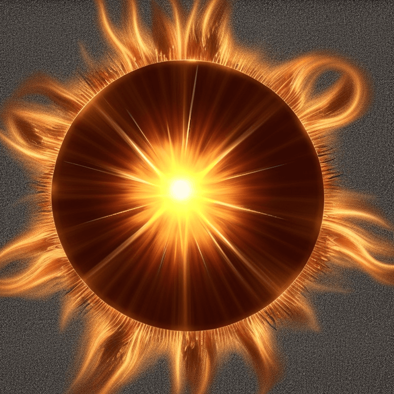 AI generated: realistic sun as a fireball central in picture with transparent backround