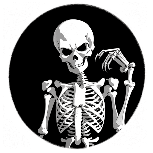 AI generated: Skeleton, anime, black and white,