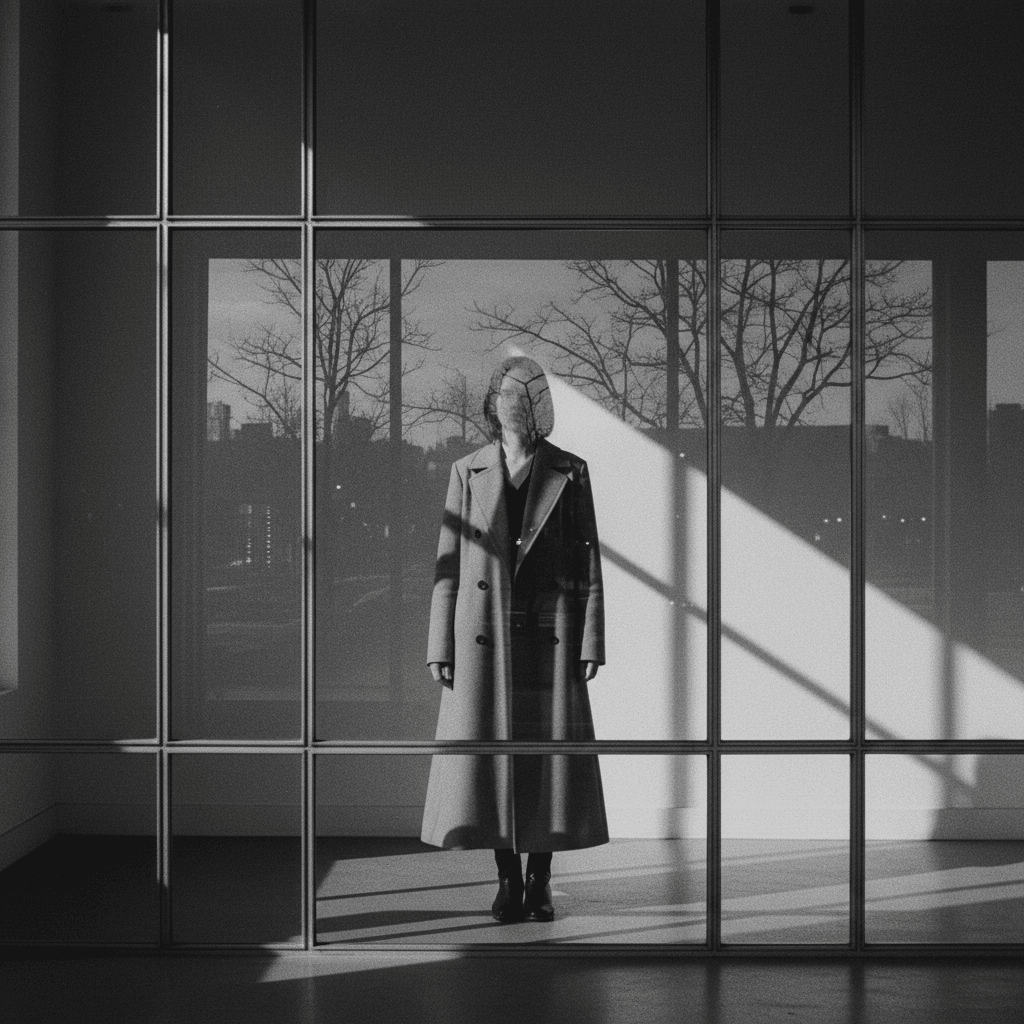 AI generated: A fashion short film in monochrome, inspired by Jil Sander’s editorial minimalism. The sequence begi...