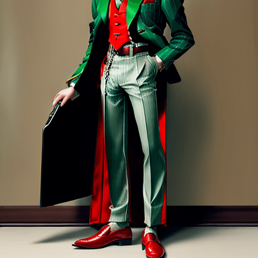 AI generated: A  realistic 19 year old mexican man with a baggy emerald green pinstripe zoot suit with red and whi...