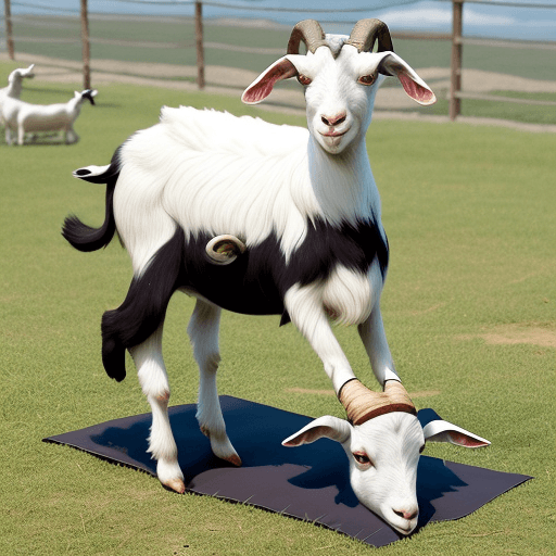 AI generated: Monica: A stylish goat with an uncanny talent for mesmerizing others with her goat yoga balancing ac...