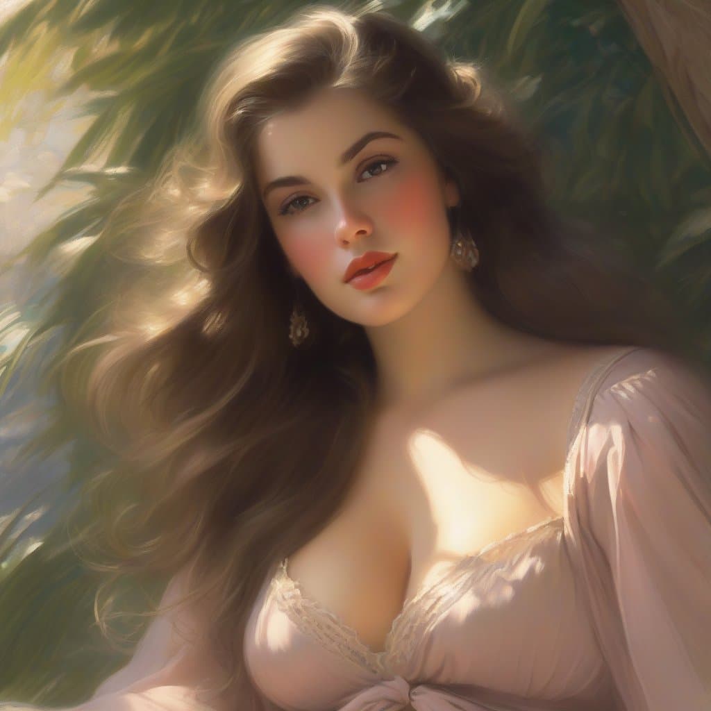 AI generated: A charming and alluring girl, amorous, coquettish, glamorous body, bikini model, beautiful face, sto...
