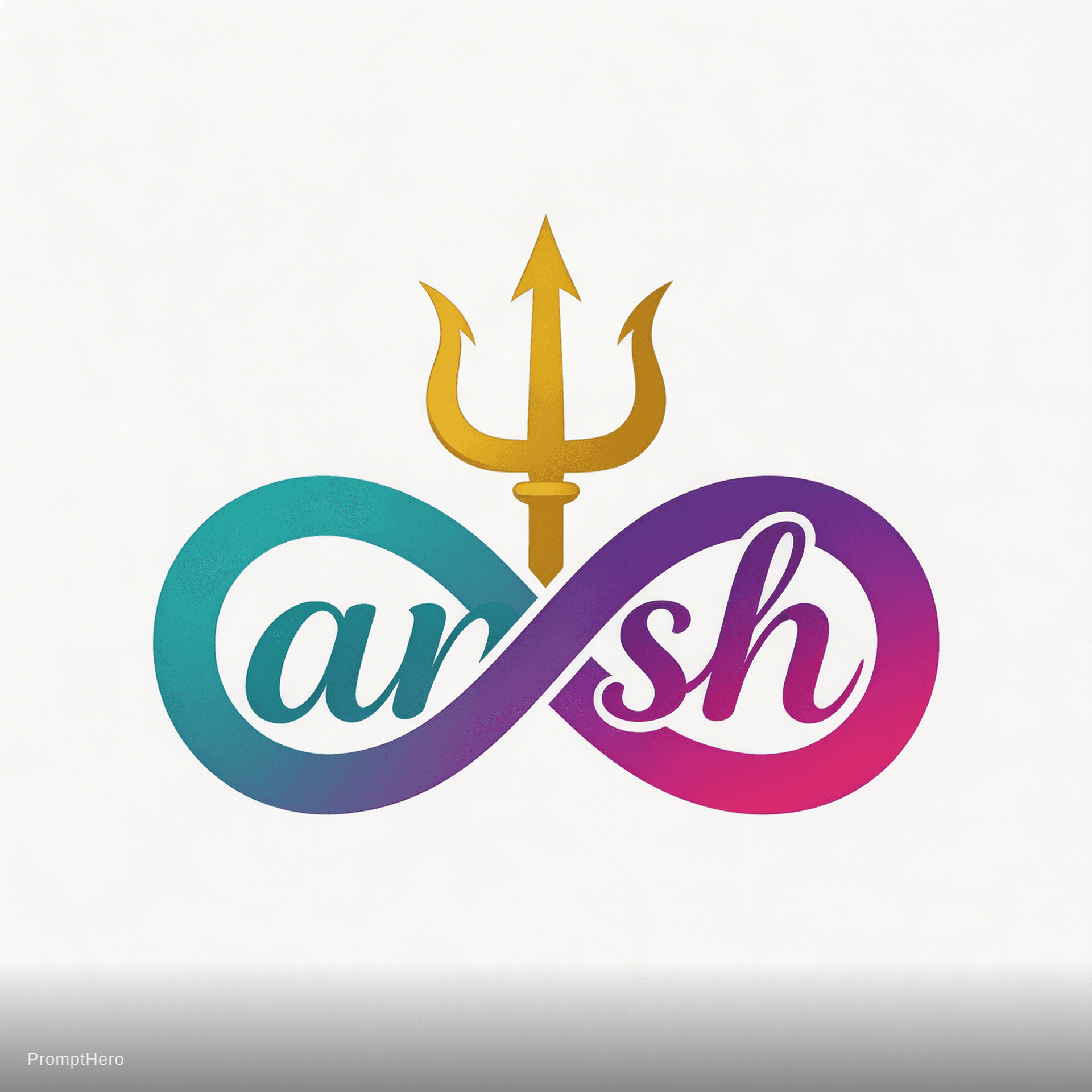 AI generated: Write ansh in a way that it creates a logo with the trishul and infinity symbol make it colorful  an...