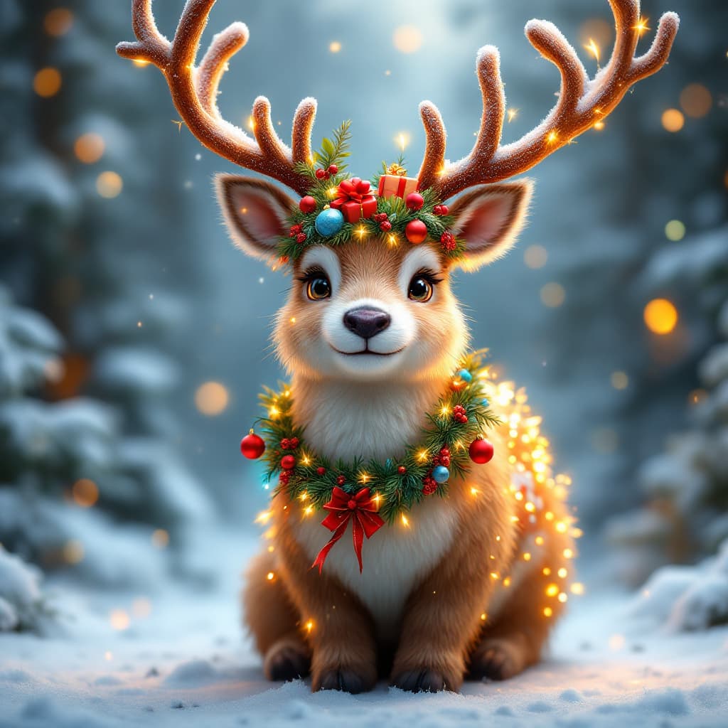 AI generated: "Create a stunning, hyper-realistic image of a cute Christmas reindeer infused with the spirit of Ch...